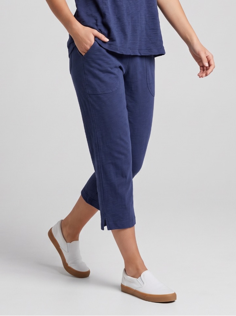 🌻Escape by Habitat Cotton Slub Capri Pants Periwinkle  Pull On Pockets Size L